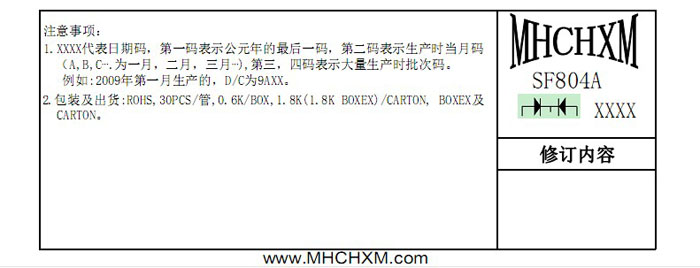 MHCHXM品牌超快恢复二极管SFF804A
