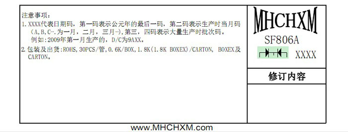 MHCHXM品牌超快恢复二极管SFF806A